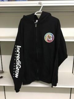 Black  Incredi-Grow Zip-Up Hoody, Size X-Large.