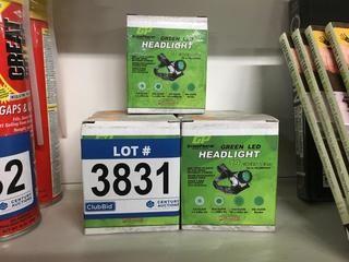 Lot of (5) GrowPharm Green LED HeadLamps.