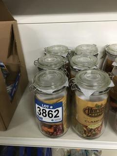 Lot of (6) 48oz Clamp Jars.