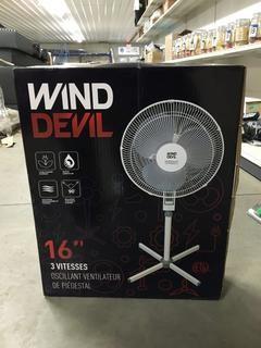 Wind Devil 16" 3-Speed Oscillating Pedastal Fan.