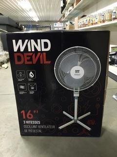 Wind Devil 16" 3-Speed Oscillating Pedastal Fan.