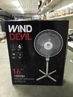Wind Devil 16" 3-Speed Oscillating Pedastal Fan.