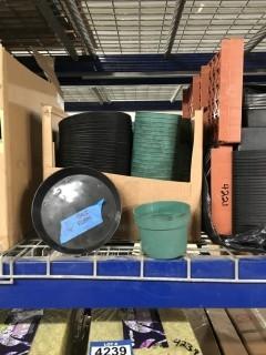 Box of Assorted Plastic Pots & Saucers.