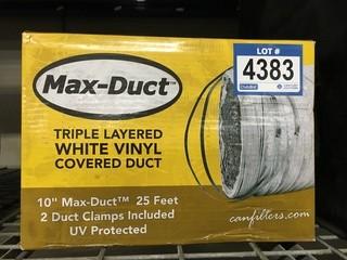 Max-Duct Triple Layered White Vinyl Covered Duct, 10"x25'.