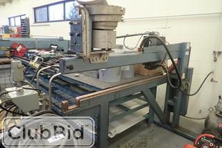 Duro Dyne RH Rolling Head Pin Spotter w/ Duro Dyne PVSS-14 Pin Welder and Duro Dyne PLS Power Liner Sizer and Table. 