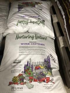 Lot of (2) 20L Bags of Organic Worm Castings.