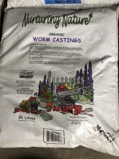 Lot of (2) 20L Bags of Organic Worm Castings.