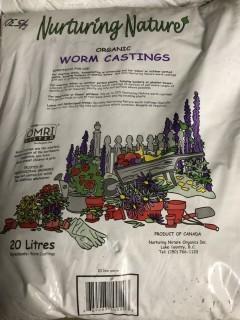Lot of (2) 20L Bags of Organic Worm Castings.