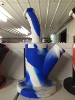 Silicone Bong, Blue/White.