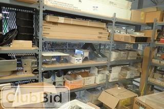 Contents of 2  Sections EZ-Rect Shelving including Electric Baseboard Heaters, Fans, Fasteners, Grills, Humidifier, etc. **NOTE: SHELVING AND RACKING NOT INCLUDED**