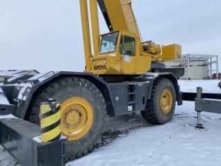 1982 Grove RT-980 Rough Terrain Crane 80 Ton c/w Swing Away Jib, Crane Smart System, Loadwise 610 Meter, 6 cyl, rooster sheave, 6 sheave block, 36 ft - 114 ft 4 sec boom, anti two-block, aux hyd, hyd outriggers, 33.25x35 Showing 3482 hrs, S/N 48763