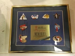 Calgary 1988 Framed Olympic Pin Set.