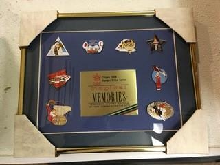 Calgary 1988 Framed Olympic Pin Set.