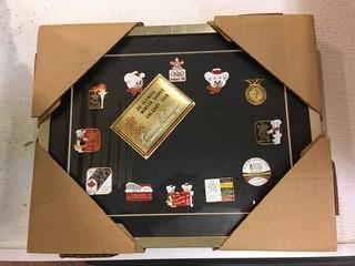 Calgary 1988 Framed Olympic Pin Set.