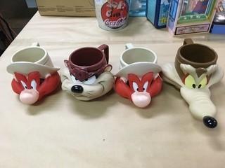 Lot of (4) Looney Toons Mugs.