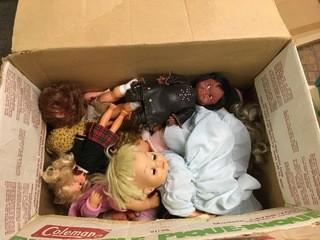 Box of Assorted Dolls.