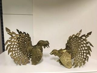 Lot of (2) Brass Roosters.