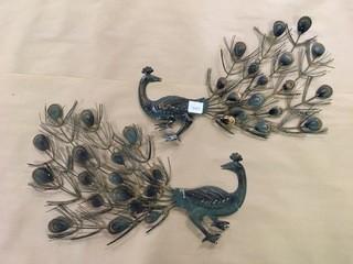 Lot of (2) Metal Peacock Wall Decor.