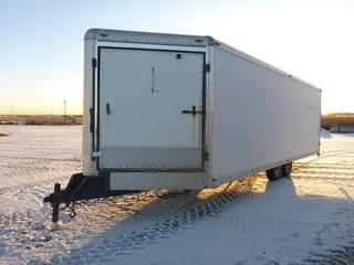 2008 Forest River 8'5" X 28' Enclosed Shop Trailer C/w Ball Hitch, Work Bench, Shelving, Side Door, Front And Rear, Ramp Doors. VIN 5NHUWED2X8N057567