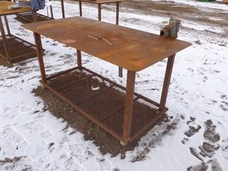 6' X 3' Metal Table C/w Vise