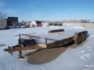 7'x22' Triaxle Deck Trailer c/w 7,000 LB Axles. Unable to verify serial number.