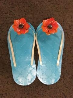 Metal Flip Flop Wall Decor, Approximately 30" Tall.