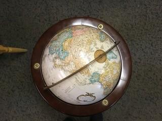 12" Globe in Wooden Stand, Approximately 38" Tall.