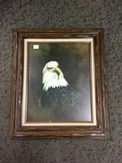 Framed Bald Eagle Painting.