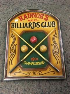 Billiards Club Wooden Sign.