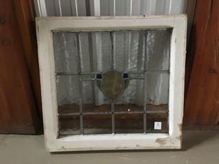 Antique Stained Glass Window, Approximately 22" x 23".