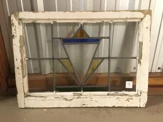 Antique Stained Glass Window Approximately 17 1/2" x 24 1/".