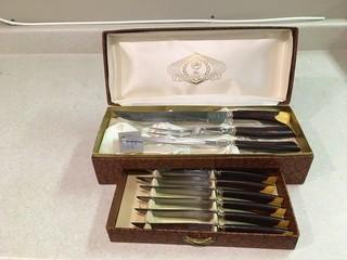 Glo-Hill 3pc Carving Set, with (6) Steak Knives.