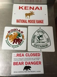 Lot of (4) Wildlife Signs.