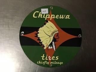 Chippewa Tires Porcelain Sign.