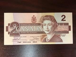 1986 Two Dollar Bill.