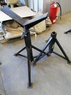 (2) LJ Automation Pipe Stands *Note: One Missing Adjustable Saddle*