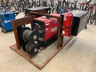 Skid Mounted Lincoln Electric 305G Gas Powered Welder C/w Cable And Side Storage Boxes, Showing 507hrs. SN U1140707623