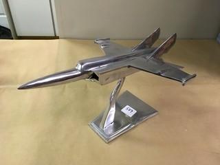 Aluminum Jet Airplane Statue (10" x 15" x 8")