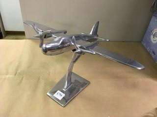 Aluminum Propeller Airplane Statue (17" x 12" x 10")