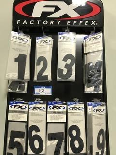 FX Factory Effex Number Decals, c/w Display