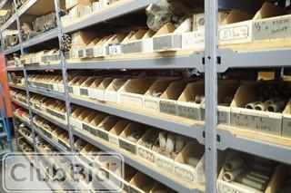 Contents of EZ-Rect Shelving Including Asst. Brass Fittings, Cast Fittings, Gate Valves, Galvanized Fittings, Radiators, Fasteners, Bolt Bin w/ Fittings, etc. **NOTE: SHELVING AND RACKING NOT INCLUDED**