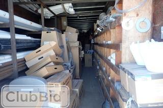 Dry Van and Contents Including PVC Elbows, Pipe, Connectors, Toilet Bowls, Heat Ducting, Pipe Hangers, Sinks, etc.