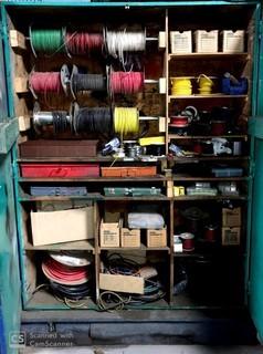 Cabinet With Contents, Electrical Wiring, Terminals, and More