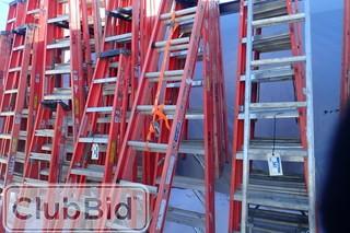 Lot of 9 Asst. Fiberglass/Aluminum Step Ladders. 