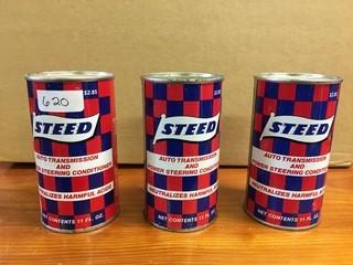 Lot of (3) 11 Ounce Steed Transmission & Power Steering Conditioner Cans.