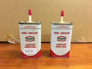 Lot of (2) 114ml Texaco Home Lubricants Cans, Unopened.