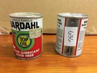 Lot of (2) 4 Ounce Bardahl Top Oil Valve Lubricant Cans, Unopened.