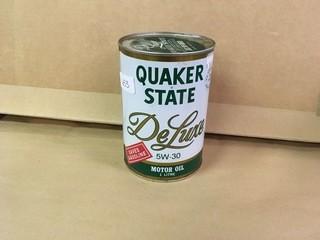 1 Litre Quaker State Deluxe 5W-30 Motor Oil Can, Unopened.