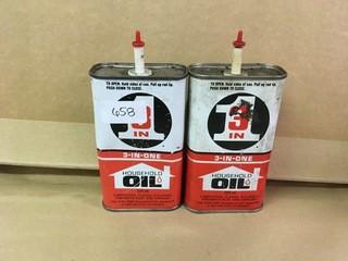 Lot of (2) 225ml 3-In-One Household Oil Cans.