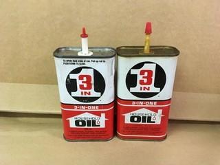 Lot of (2) 225ml 3-In-One Household Oil Cans.